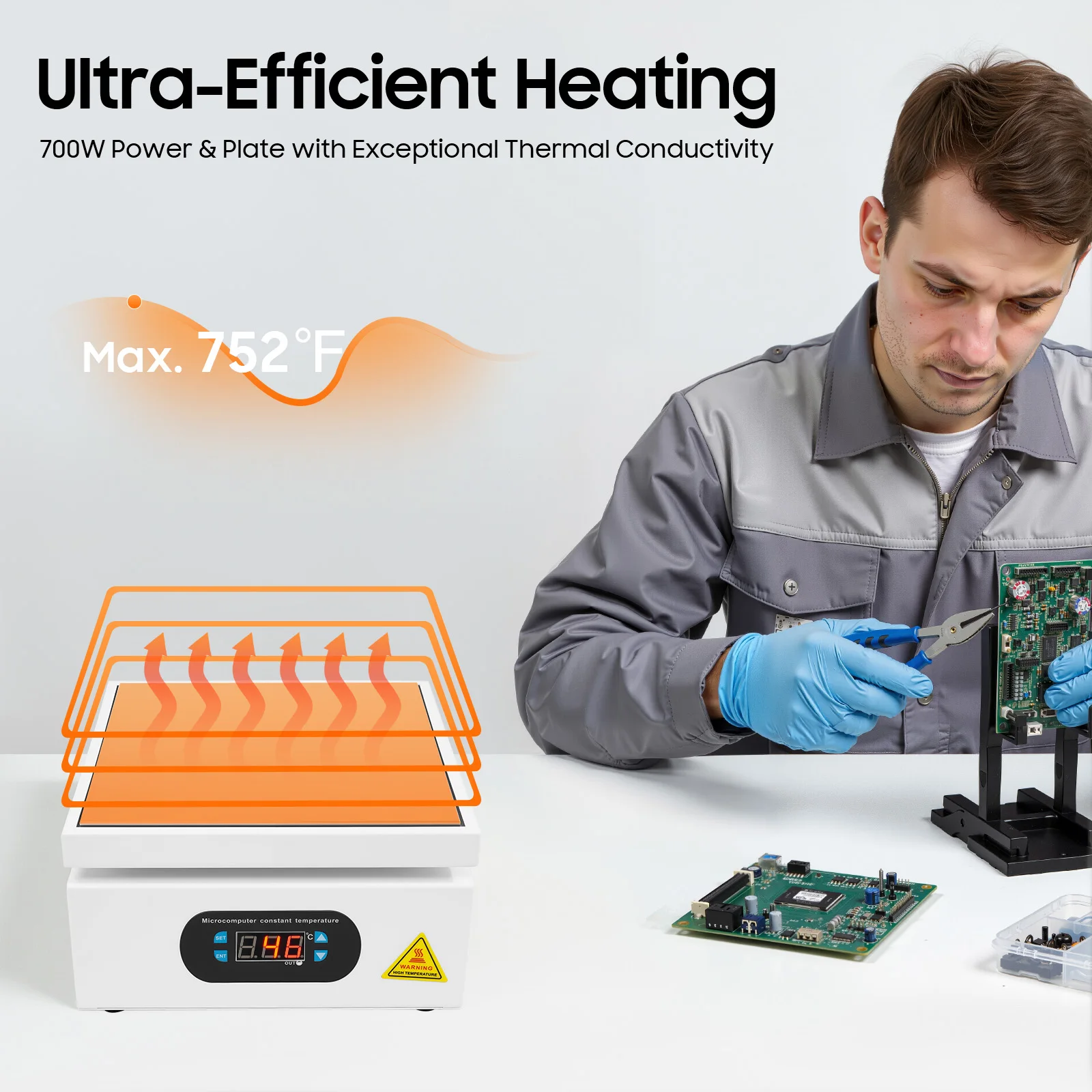 700 W elektrische Löten Heizplatte Heizstation Mikrocomputer elektrische Heizplatte 0 ~ 400 ℃ Für BGA PCB SMD Telefon LCD Touchscreen Image