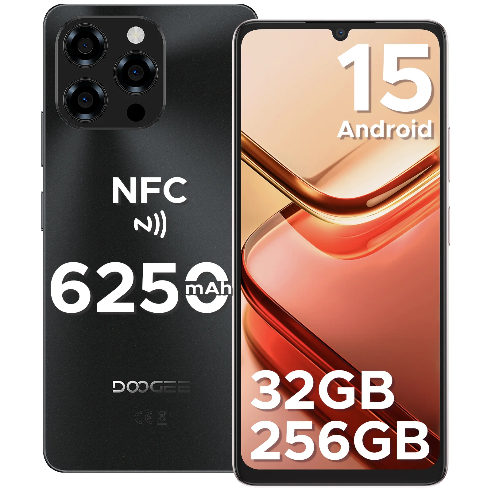 Globale Version DOOGEE Note58 Pro Smartphone 6,75" HD+ Display 32GB(8+24) 256GB 6250mAh Akku NFC Android 15 Mobiltelefon Image