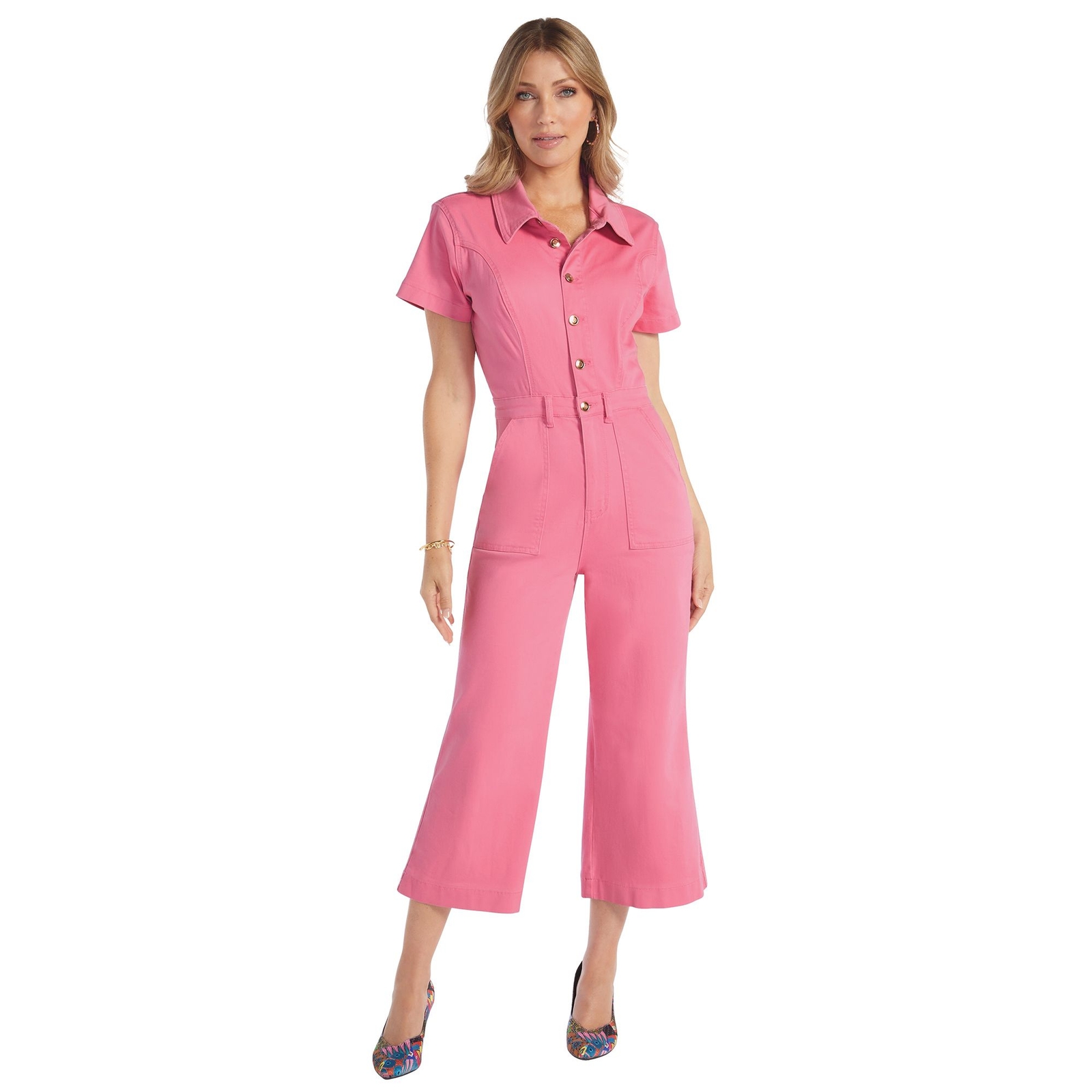 Masseys Denim Jumpsuit (Size 18) Strawberry Pink Wash, Cotton,Spandex