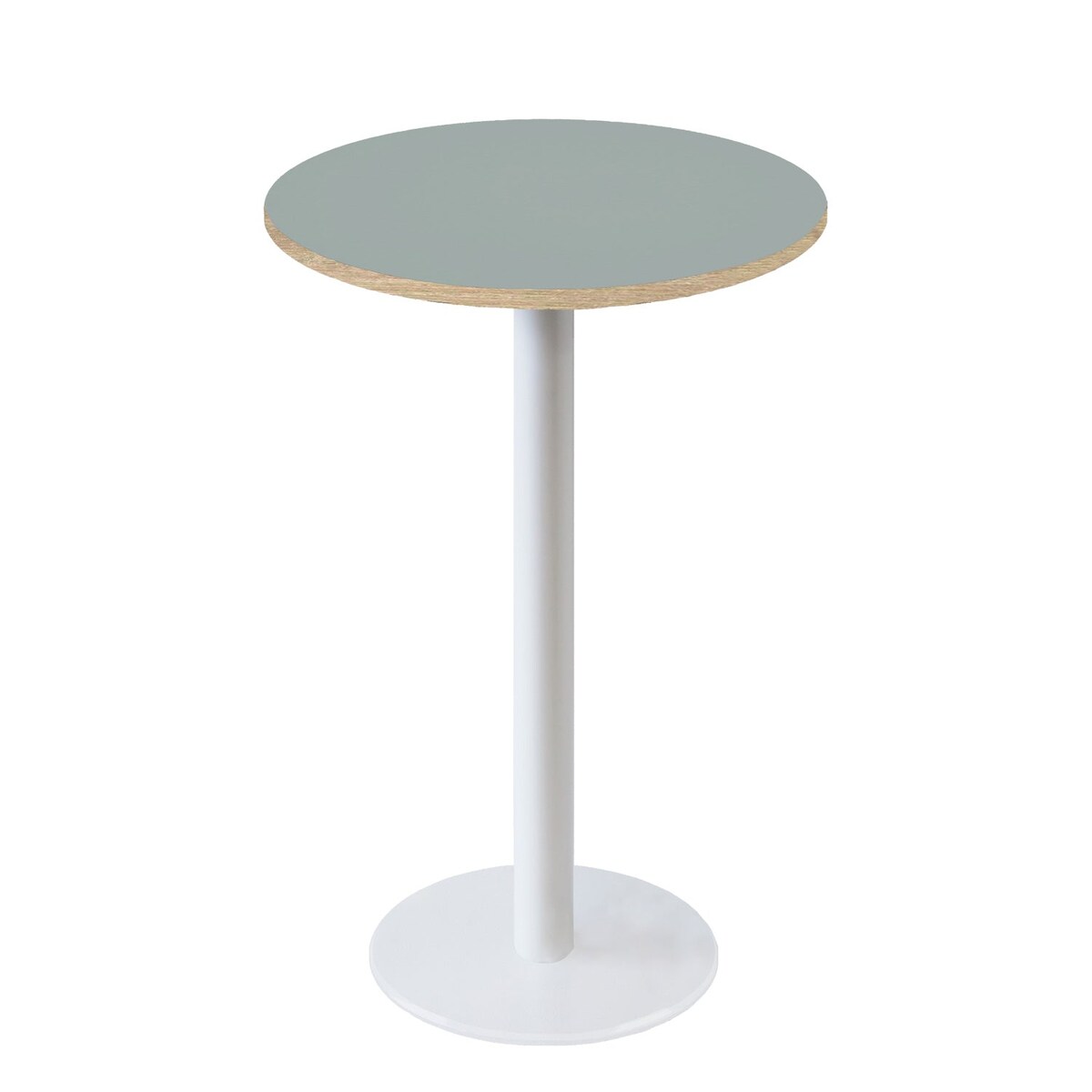 RestooTab - Stehtisch Rome weiß Ø60 Dekor Grau medio Kanten in Holzoptik Image