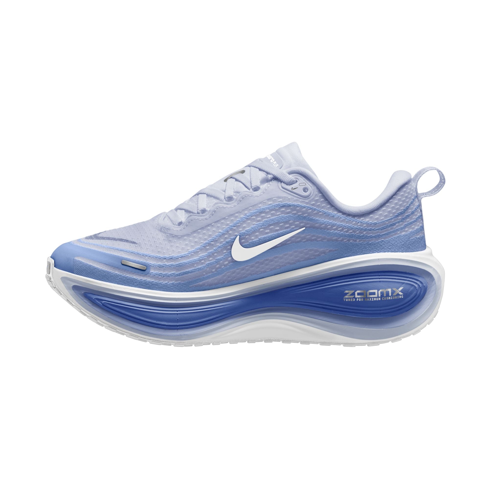 Laufschuh NIKE "W NIKE VOMERO PLUS", Damen, Gr. 38,5, football grau, weiß, aluminum, royal pulse, Synthetik, Textil, Schuhe Laufschuh
