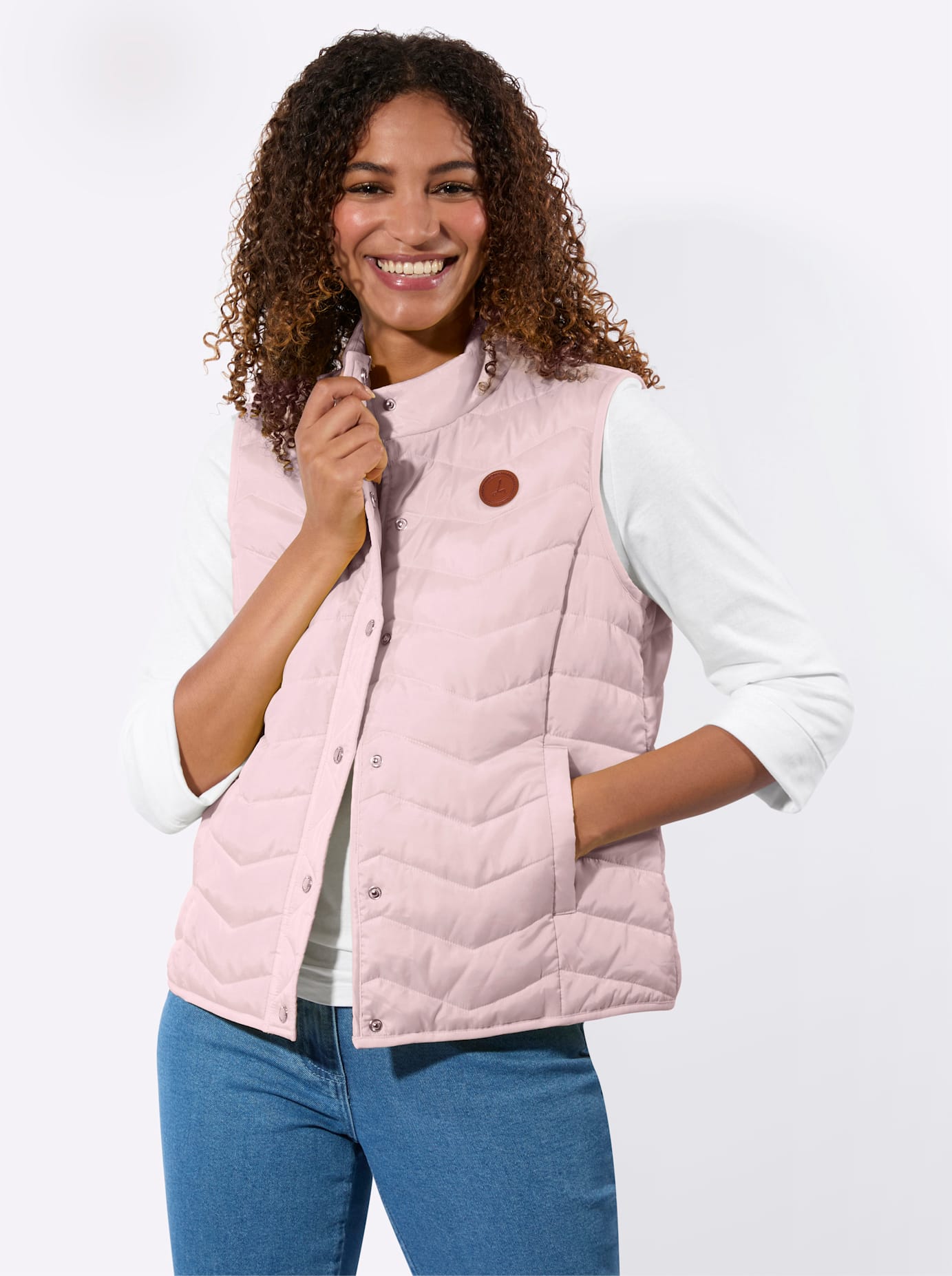 Steppweste CASUAL LOOKS, Damen, Gr. 42, hellrosé, 100% Polyester, Wattierung:100% Polyester, unifarben, Westen Steppweste Image