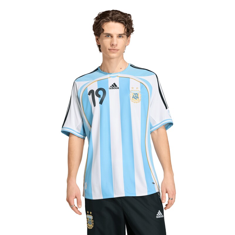 Argentinien adidas 2006 Heimtrikot - Weiß und Himmelblau - Messi #19 Image