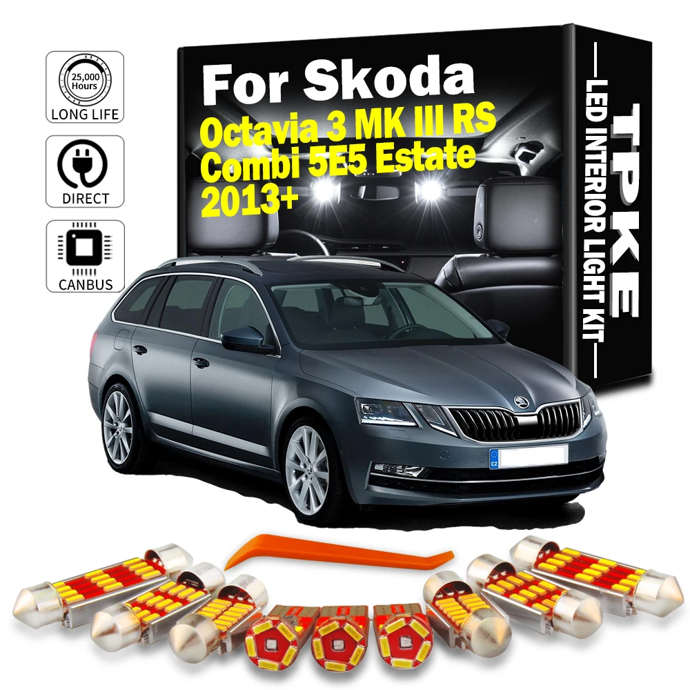 TPKE 11 Pz Canbus Auto HA CONDOTTO LA Lampada Interni Cupola Portaoggetti Mappa Luci Kit Lampadina Per Skoda Octavia 3 MK III RS Combi 5E5 Estate 2013 +