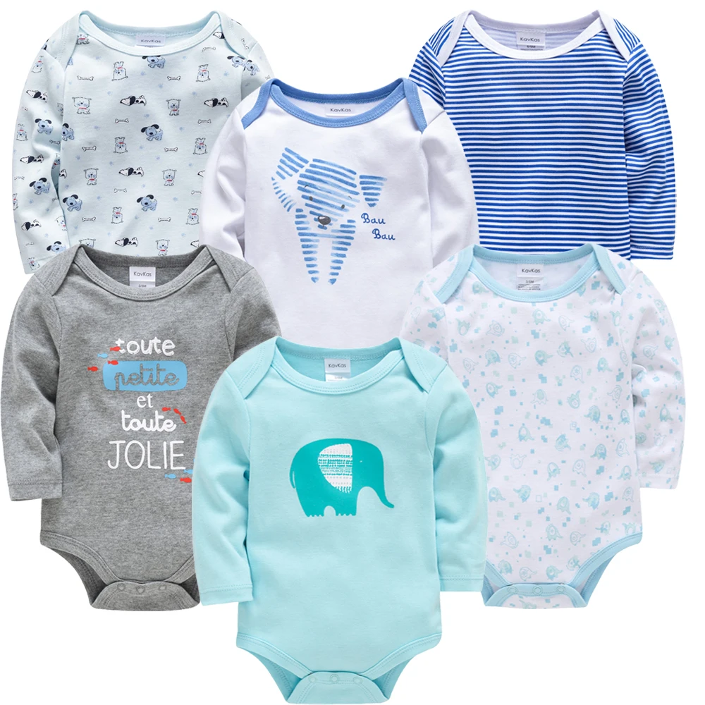 6 Stück 3 Stück Kavkas Baby-Body für Jungen und Mädchen, langärmelig, 100 % Baumwolle, Babykleidung, 0–12 Monate, Neugeborenen-Körper, Bebe-Overall-Kleidung Image