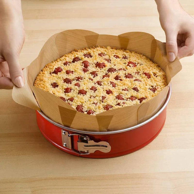 1/2 stücke Khaki Runde Kuchen Matten Kuchen Backen Pad Einfach Zu Bedienen Form Kuchen Matte Kuchen Zinn Liner Nicht-stick Für Backform Blatt