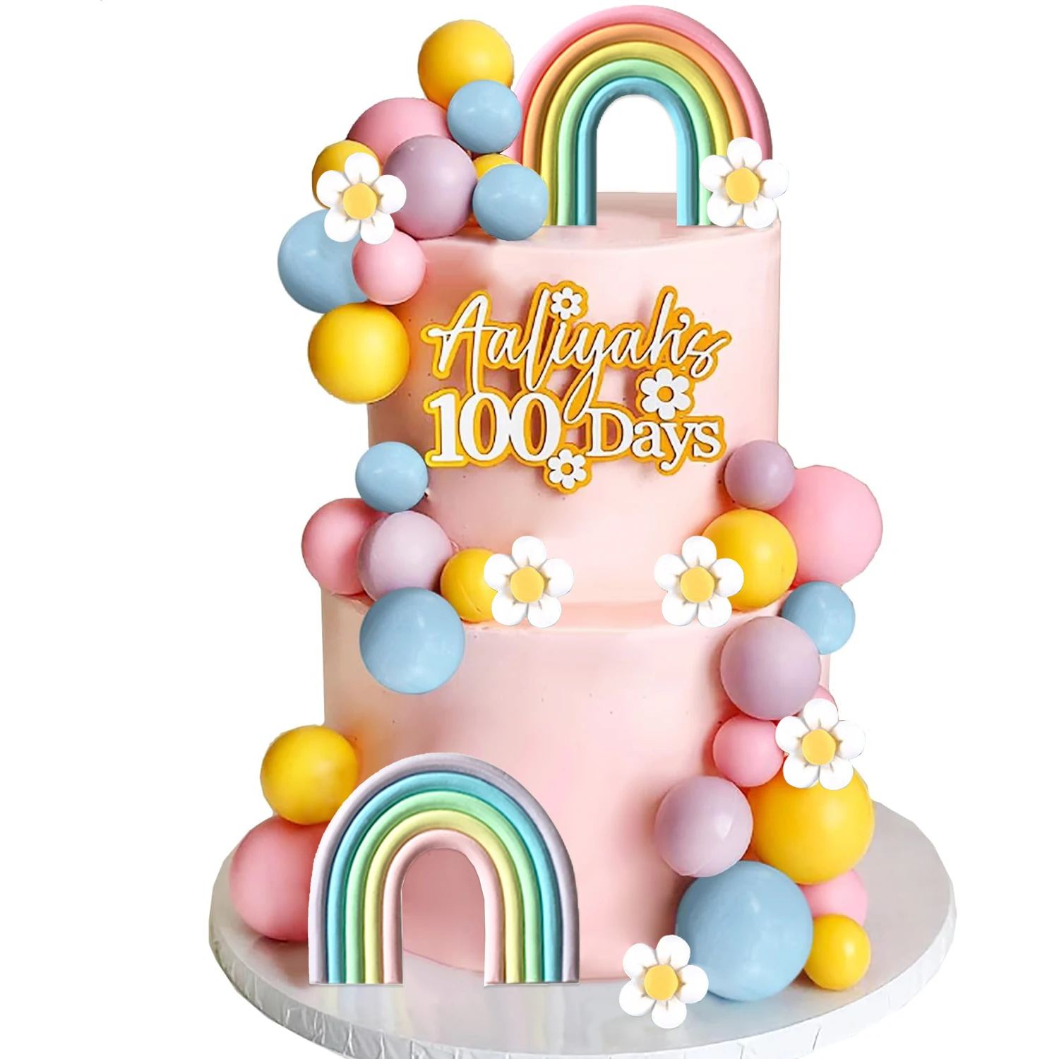 34-teilige Kuchendeckel, Boho-Kuchenaufsatz, Hippie-Partydekoration mit Blumenbus für Mädchen, Geburtstagsfeier, Boho-Partyzubehör Image