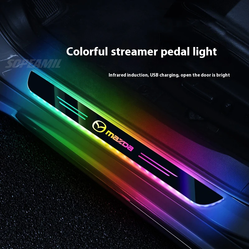 Drahtlose LED Auto Tür Schwelle Willkommen Pedal Licht Stimmung lampe Für Mazda 3 5 6 Axela Atenza MX5 RX8 RX7 BT50 CX30 CX5 CX7 CX8 CX9 Image
