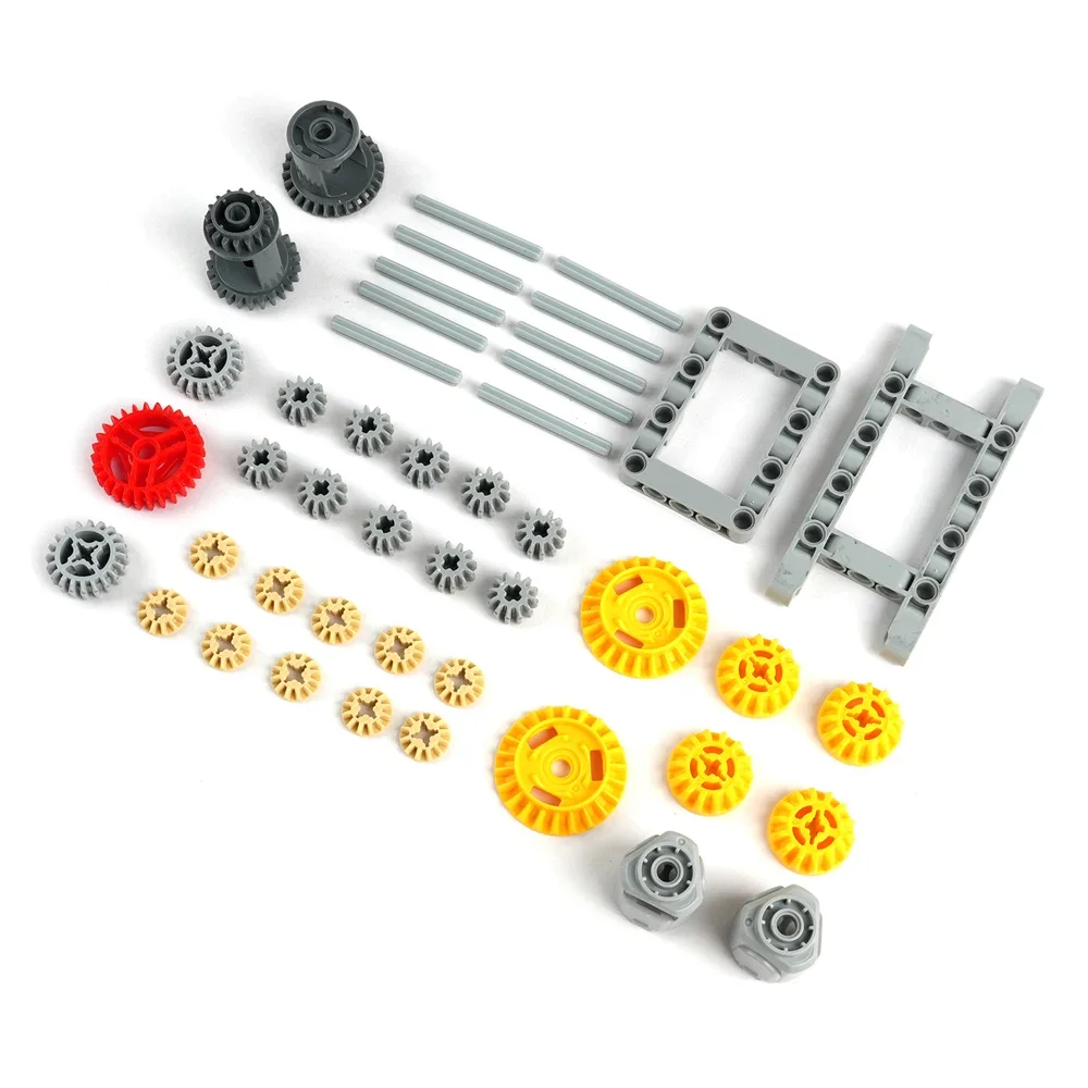 45-teiliges MOC-Vielseitiges Differentialgetriebeset, kompatibel mit Legoeds-Bausteinen, 45-teiliges technisches Teile-Rahmen, Zahnrädern, Welle, Achse Image