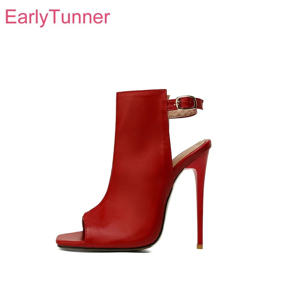 Sommer Glamour Neue Rot Schwarz Frauen Hochzeit Sandalen Mode Super Hohe Dünne Fersen Dame Braut Schuhe Plus Große Größe 11 43, 48