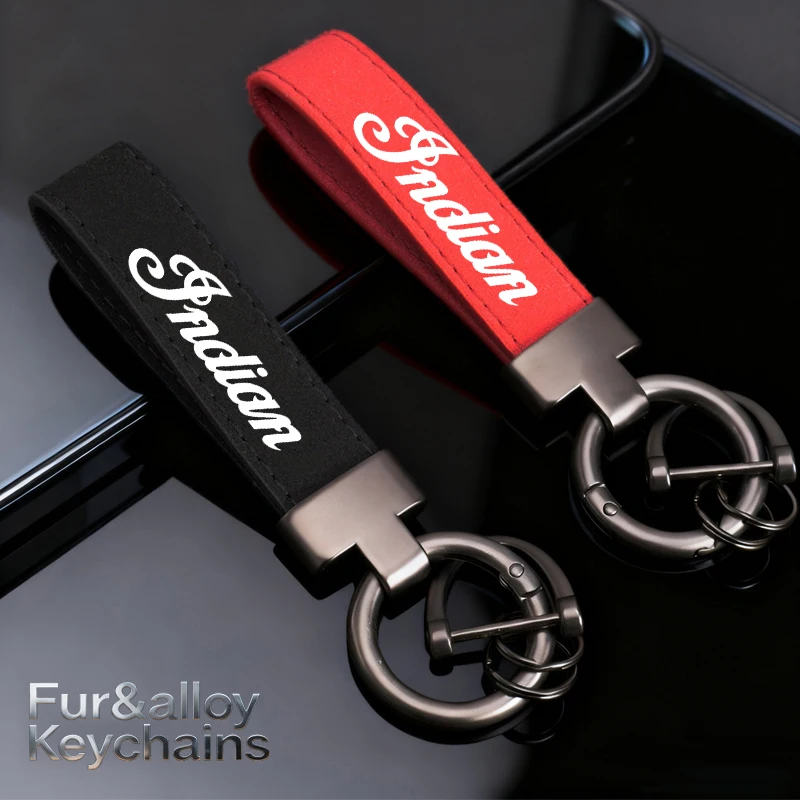 Hochwertiger Leder-Wildleder-Schlüsselanhänger, Motorrad-Schlüsselanhänger für Indian Ftr 1200 S Ftr1200 Persönlichkeitszubehör Image