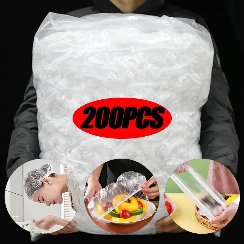 Film de conservation des aliments frais, 50/100/200 pièces, couverture des aliments, sac de rangement des fruits et légumes, bol extensible, couvercle de plat, sac de rangement