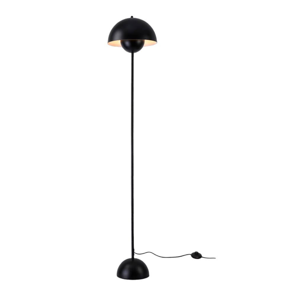 Lampadaire forme champignon métal noir, H160 cm