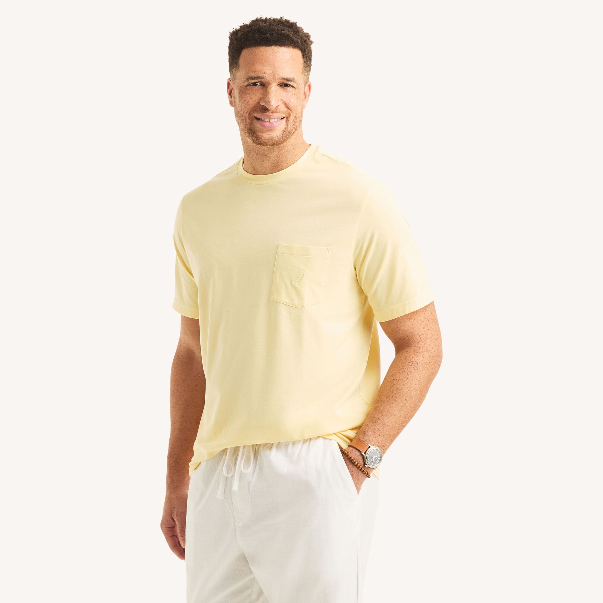 Nautica Men's Big & Tall Performance Deck T-Shirt 708 (Soft Yellow), 3XL