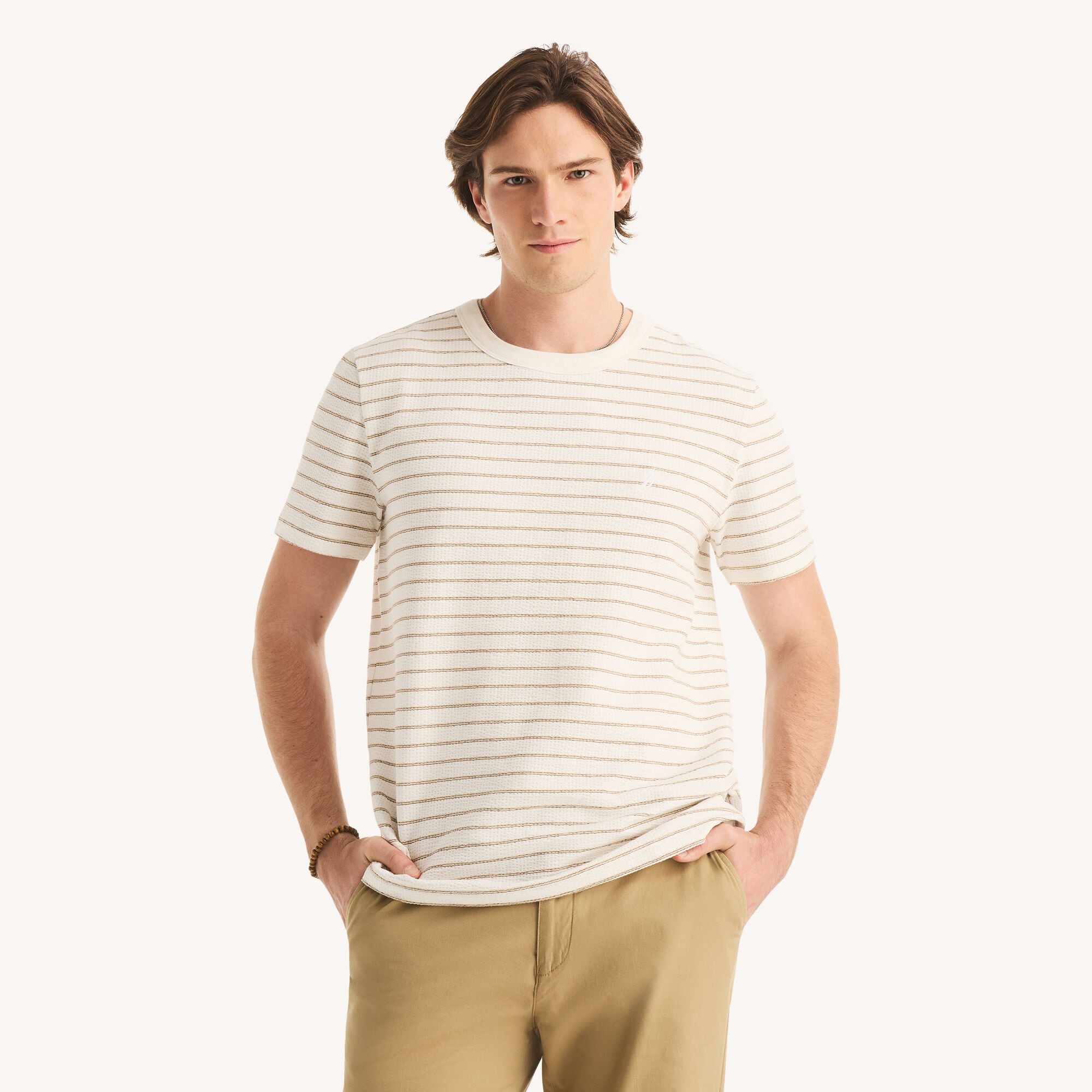 Nautica Men's Seersucker Crewneck T-Shirt 134 (Sail White), S