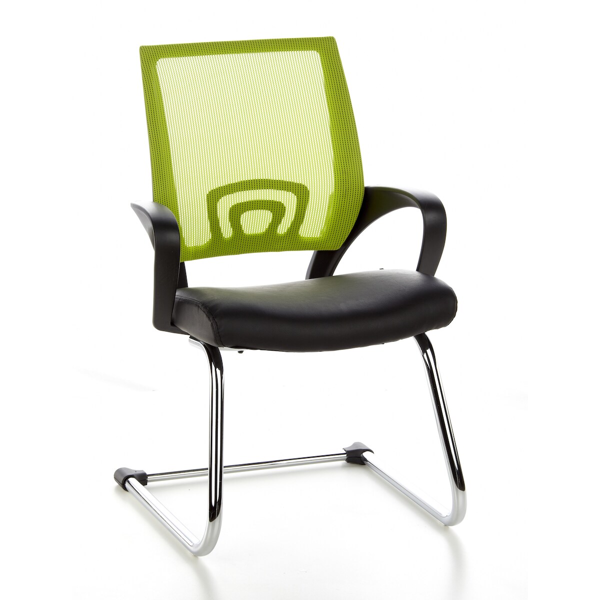 Konferenzstuhl / Freischwinger / Stuhl VISTO NET V Netzstoff schwarz / grün Chrom hjh OFFICE Image