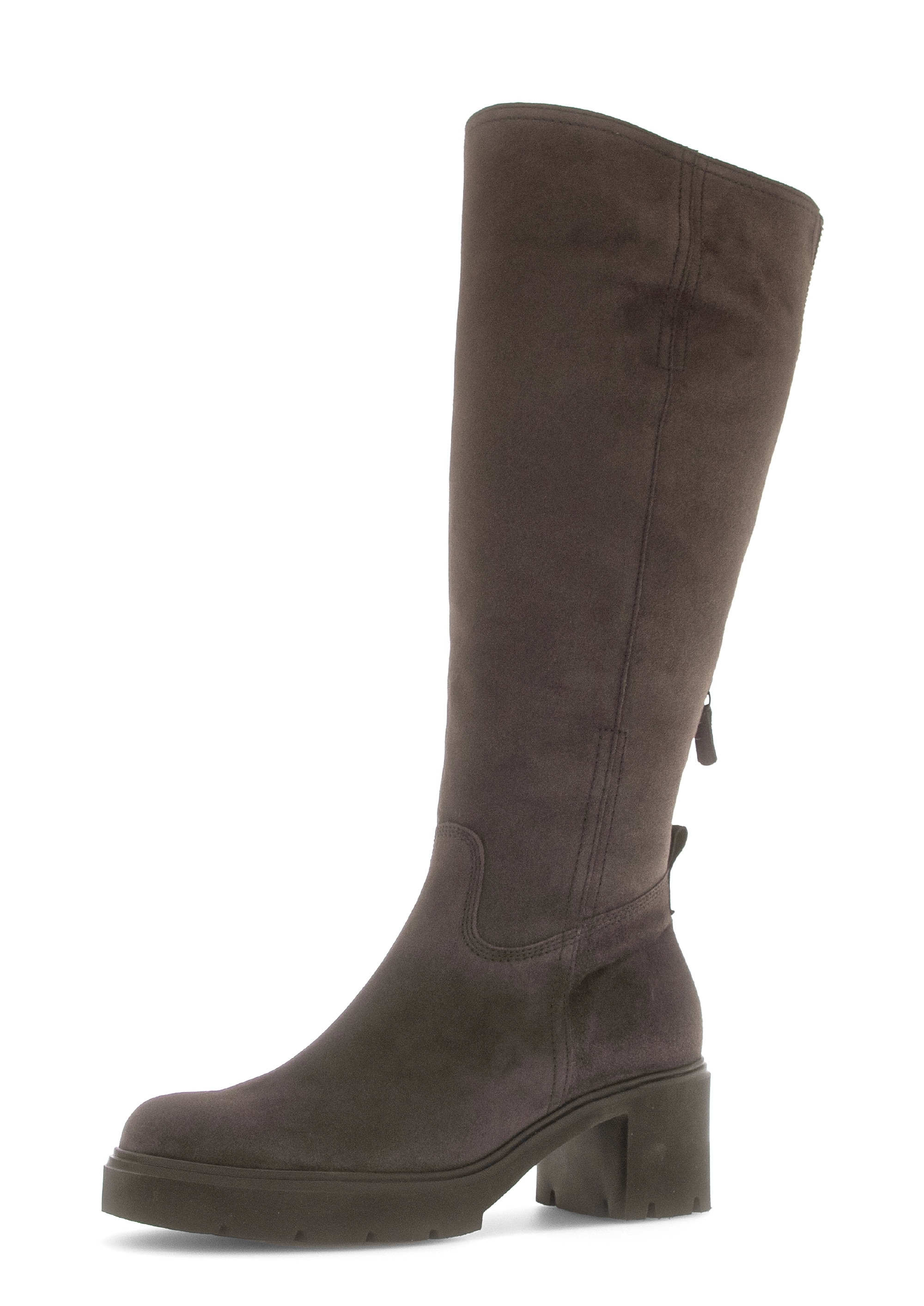 Winterstiefel GABOR, Damen, Gr. 42, Normalschaft, braun dunkel, Textil, Veloursleder, unifarben, Schuhe Winterstiefel, Blockabsatz, Langschaftstiefel in Bequemweite G (= weit)