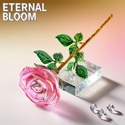 Rosenornament aus Kristallglas, handgefertigtes Unikat, Geschenkidee für Hochzeiten, Valentinstag, Muttertag, Tischdekoration für Zuhause oder als Dekoration für Hochzeiten. Image