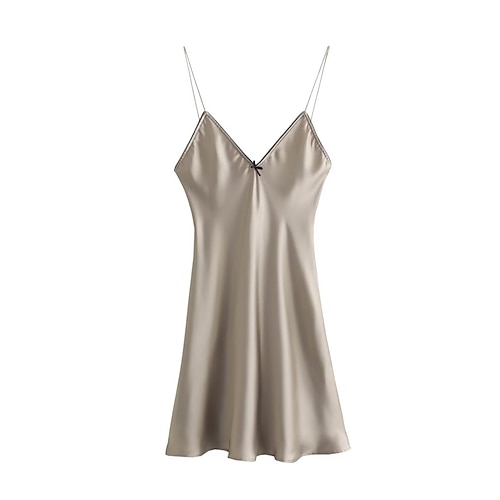 Damen Minikleid schwarzes kleid Elegantes Kleid Elegant Vintage Mode Täglich Strand Urlaub Schlank Einfach Ärmellos V Ausschnitt Schwarz Khaki Grau Sommer Frühling Image