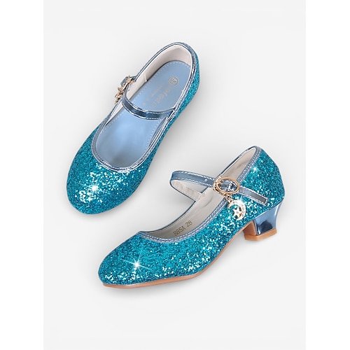Glitzernde Mary-Jane-Schuhe für Kinder mit niedrigem Absatz, funkelndem Obermaterial und sicherem Schnallenriemen – elegante Prinzessinnenschuhe für Mädchen, perfekt für Hochzeitsfeiern und festliche Image