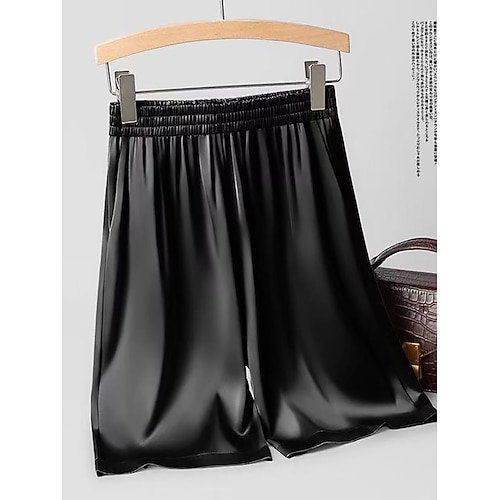 Damen Bermudashorts Aktiv Chinos Urlaub Streetwear Lässig Knielang Mittlere Taillenlinie Einfach Tasche Elastischer Bund Bequem Dehnbar Täglich Outdoor Urlaub Grau Schwarz Dunkelmarine Kaffee Sommer Image