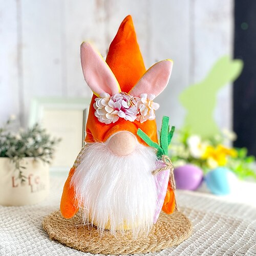 Osterkorb-Füller 7er Pack Hase Gnome Plüsch Osterdekorationen für Zuhause Frühlings Tomte mit Hasenohren und Karotte mehrschichtige Tablett Dekor glückliche Feiertagsornamente Oster Geschenk für Image