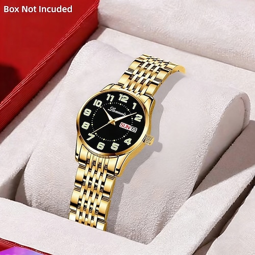 Klassische Damenarmbanduhr Original Quarz Uhr Rhinestone Zifferblatt Leuchtende Datum und Kalenderfunktion Trendige modische Business Luxusuhr Beste Wahl für Geburtstags-Muttertagsgeschenk Image