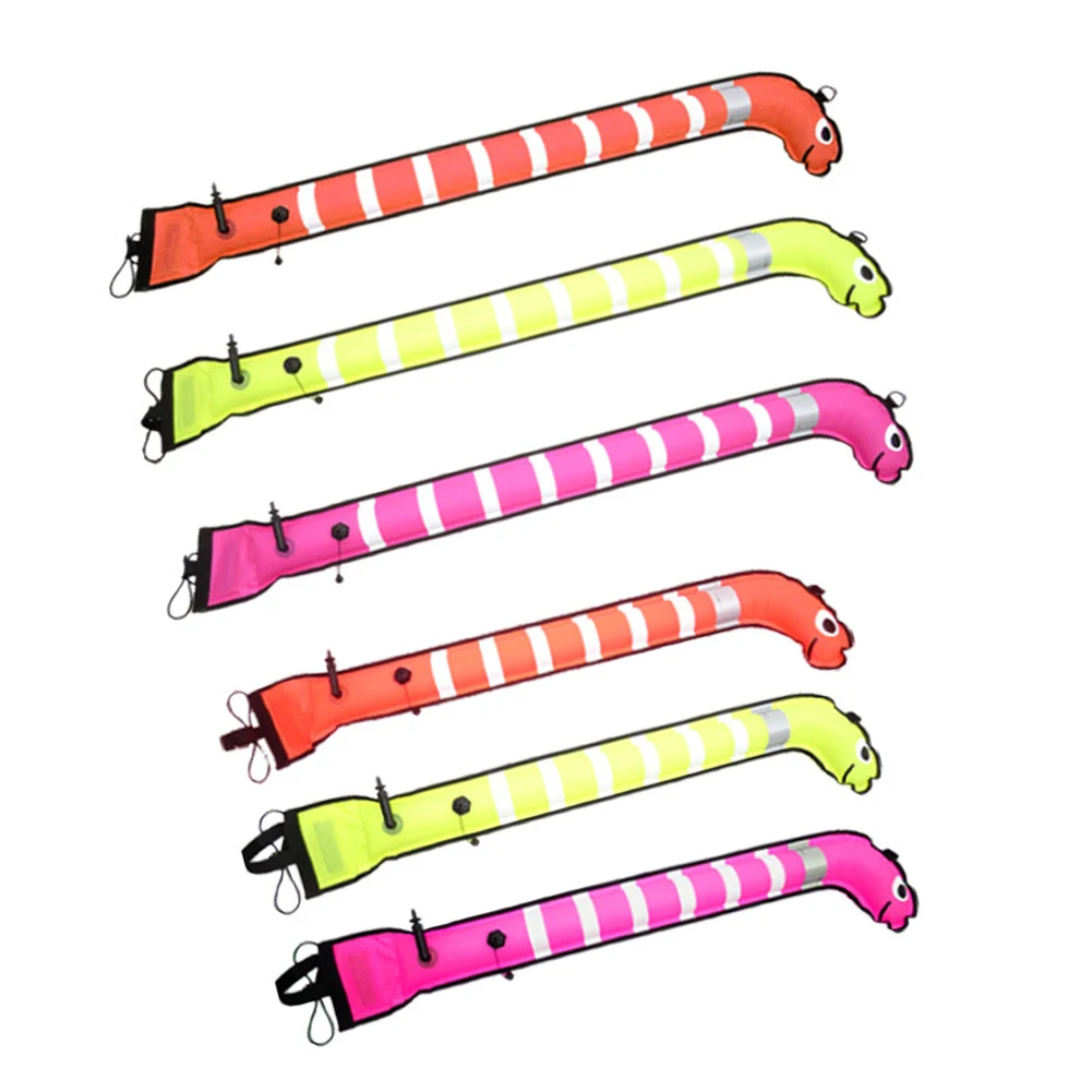 Für Tauchergefäß – Warnung 1,5 m, 15 cm/1,2 m, 15 cm, Markierungsboje, Nylon, Tauchen, SMB, Meeresalgenform, Taucher, mehrere reflektierende Streifen Image