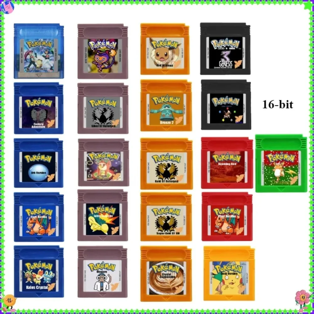 Neues Modell 16-Bit Videospiel GBC Pokemon-Serie Spielmodul Konsolenkarte Schwarz Weiß Genesis Dark Energy Bronze 2 für GBC GBA