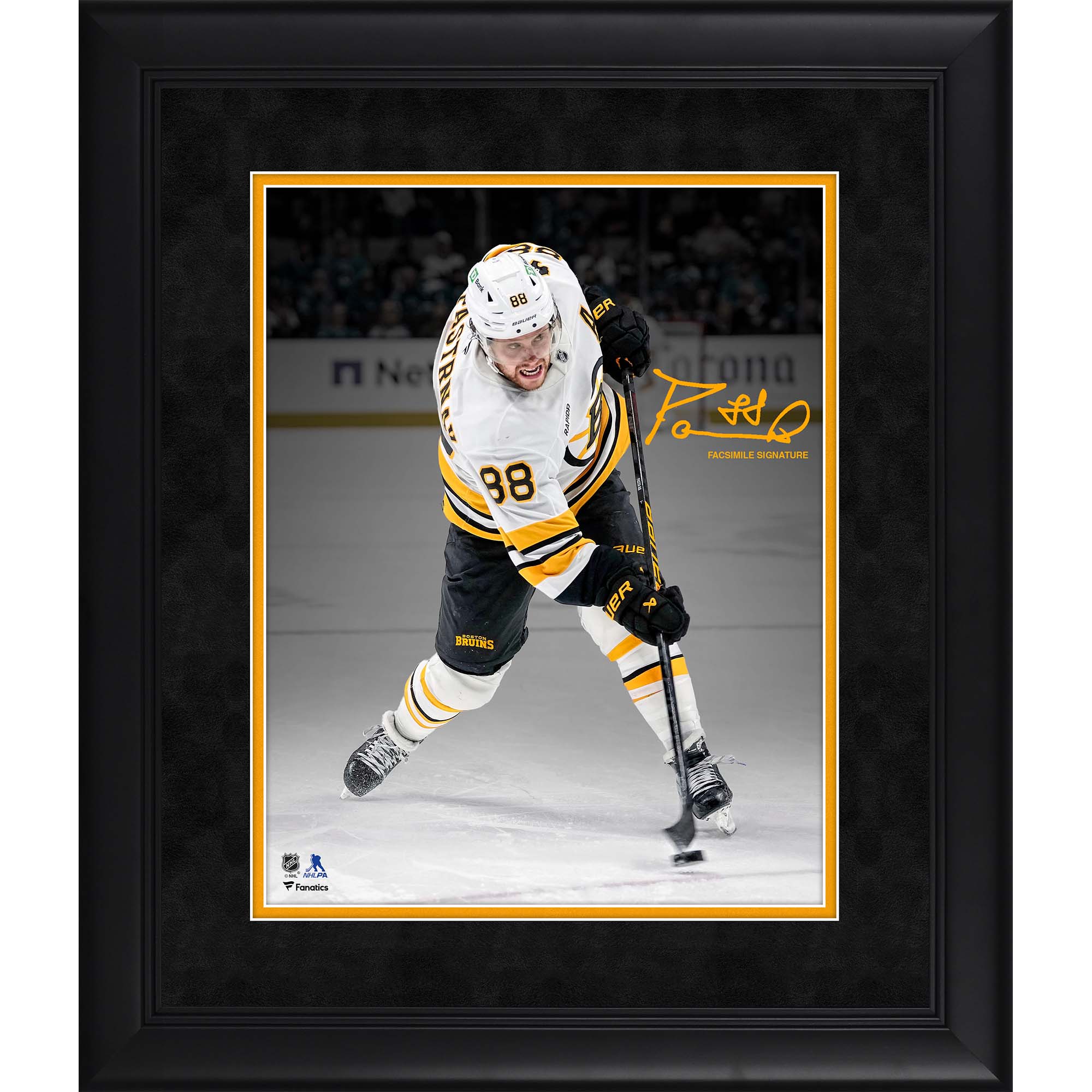 David Pastrnak Boston Bruins Faksimile-Unterschrift, gerahmtes 11" x 14" Spotlight-Foto Image