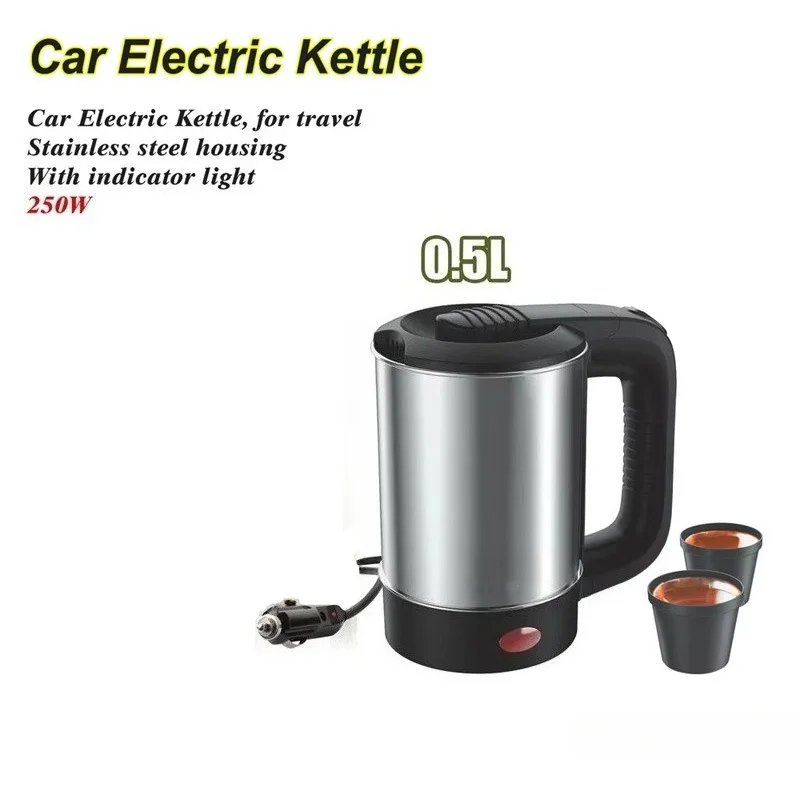 Zigarettenanzünder, Auto-Wasserkocher, tragbar, 500 ml, Edelstahl, sofortige Erwärmung, automatische Abschaltung, Reise-Wasserkocher für den täglichen Gebrauch Image