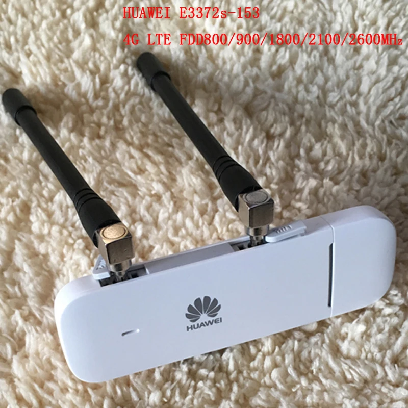 HUAWEI E3372s-153 150Mbps 4G LTE USB-Modem mit Doppelantenne Hilink-Version +2 CRC9-Antennen Image