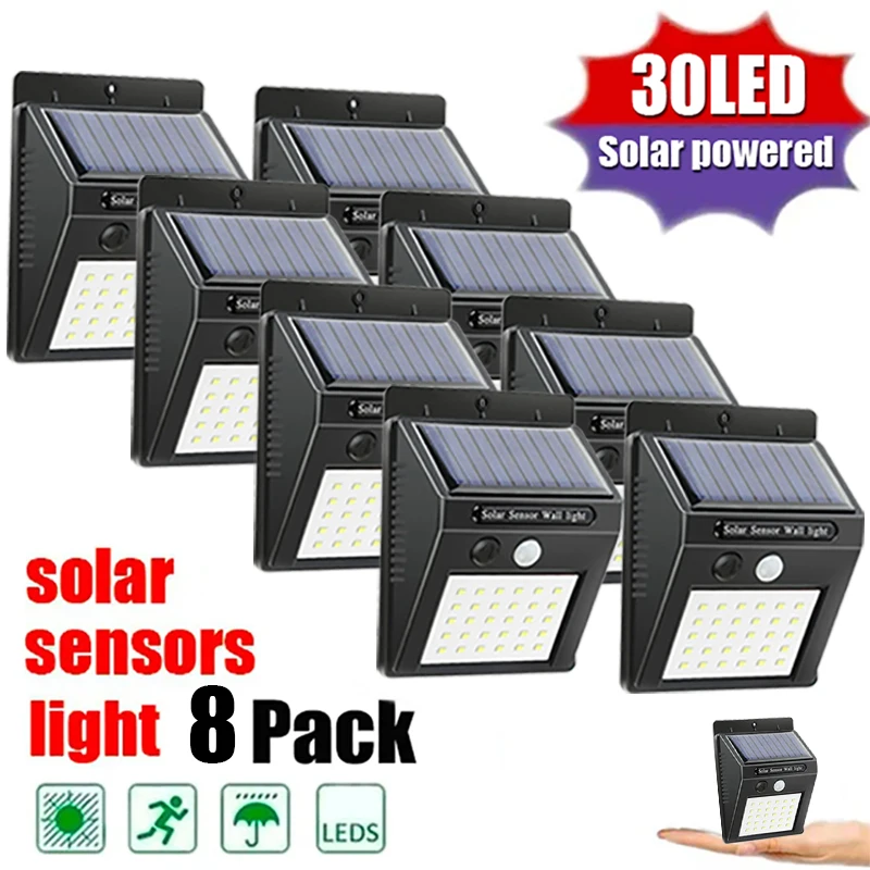 6/30 LED Solar Licht PIR Motion Sensor Wand Licht Outdoor Solar Lampe Wasserdichte Solar Powered Sonnenlicht Straße Lampe Garten decor