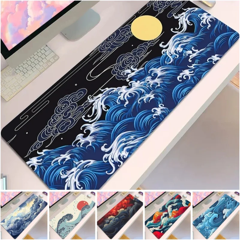 Shocking Great Wave Mauspad Büro PC Tisch Mousepad Spiel Mousepads Gummi Computer Mäuse Matte Gamer Tastatur 600x300 Kissen Image