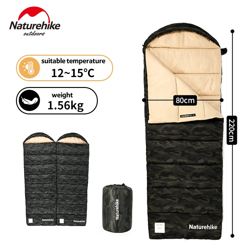 Naturehike M320 Baumwolle Schlafsack Ultraleicht Outdoor Camping Reisen Wandern Warm Gespleißt Mit Kapuze Schlafsack Erwachsene Winter Quilt Image