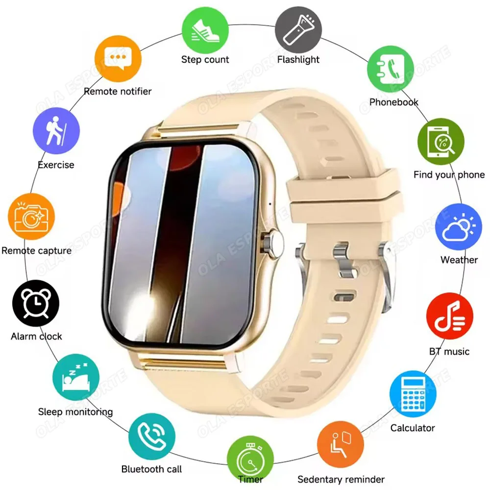Neue Smart Uhr Männer Frauen Full Touch Screen Schlaf Herzfrequenz Überwachung Sport Fitness Uhr HD Bluetooth Anruf Mode Smartwatch Image