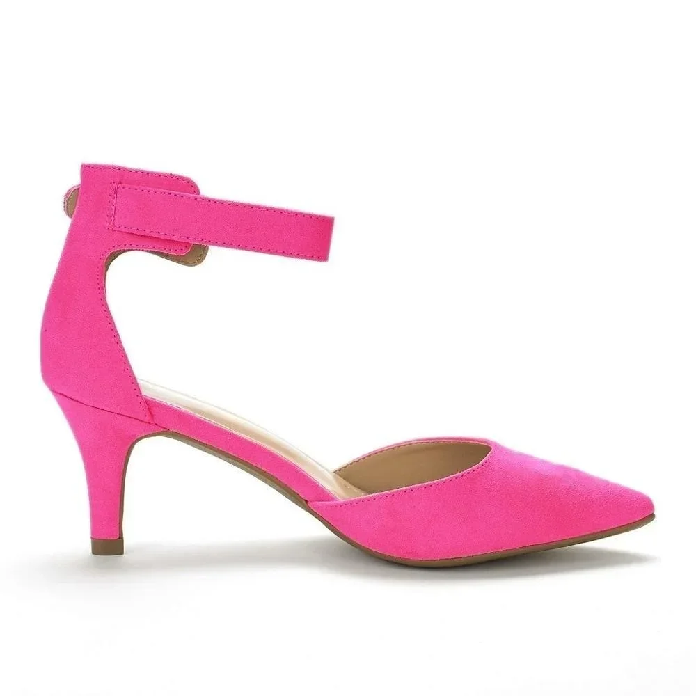 Women Sandals Sexy Pumps Summer 5cm Ponited Toes High Heels Ankle Straps Sandal Ladies Office Work Wedding Party Dance Shoes