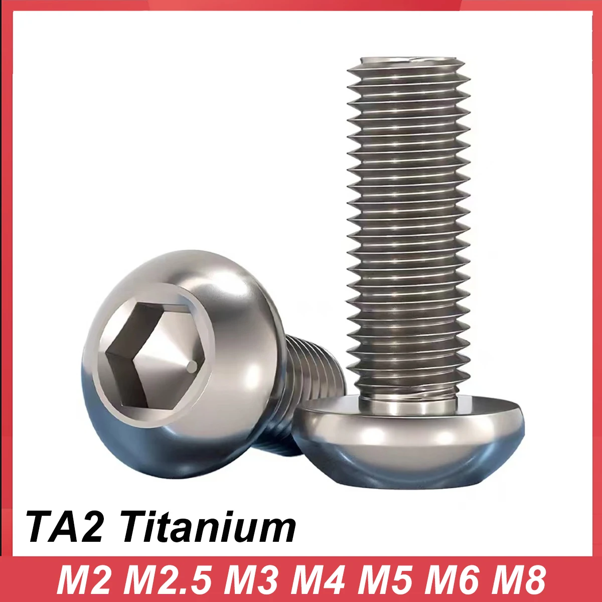 2 Stück-10 Stück Titan-Halbrundkopfschraube M2 M2,5 M3 M4 M5 M6 M8 ISO7380 TA2 Titan-Innensechskant-Rundkopf-Maschinenschraube Image