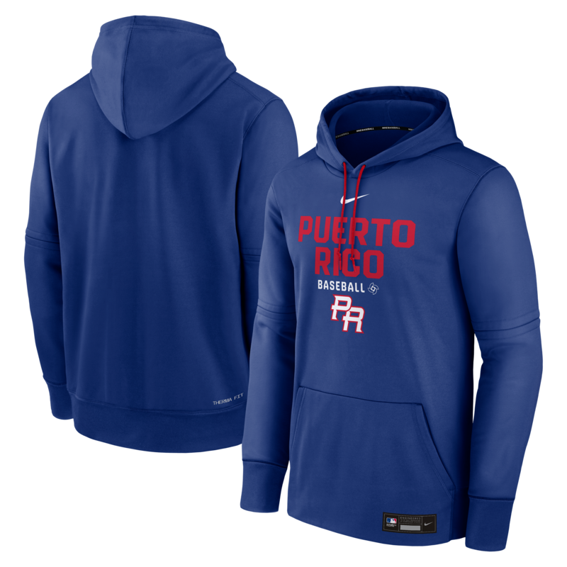 Nike Herren-Hoodie aus der Royal Puerto Rico Baseball 2026 World Baseball Classic Authentic Collection (Therma) Image