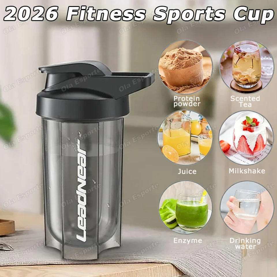 Neu In Tragbare Milch Shake Protein Pulver Mischen Tasse Fitness Trinkflasche Für Gym Shake Flaschen Auslaufsichere Sport Wasser Flasche Image