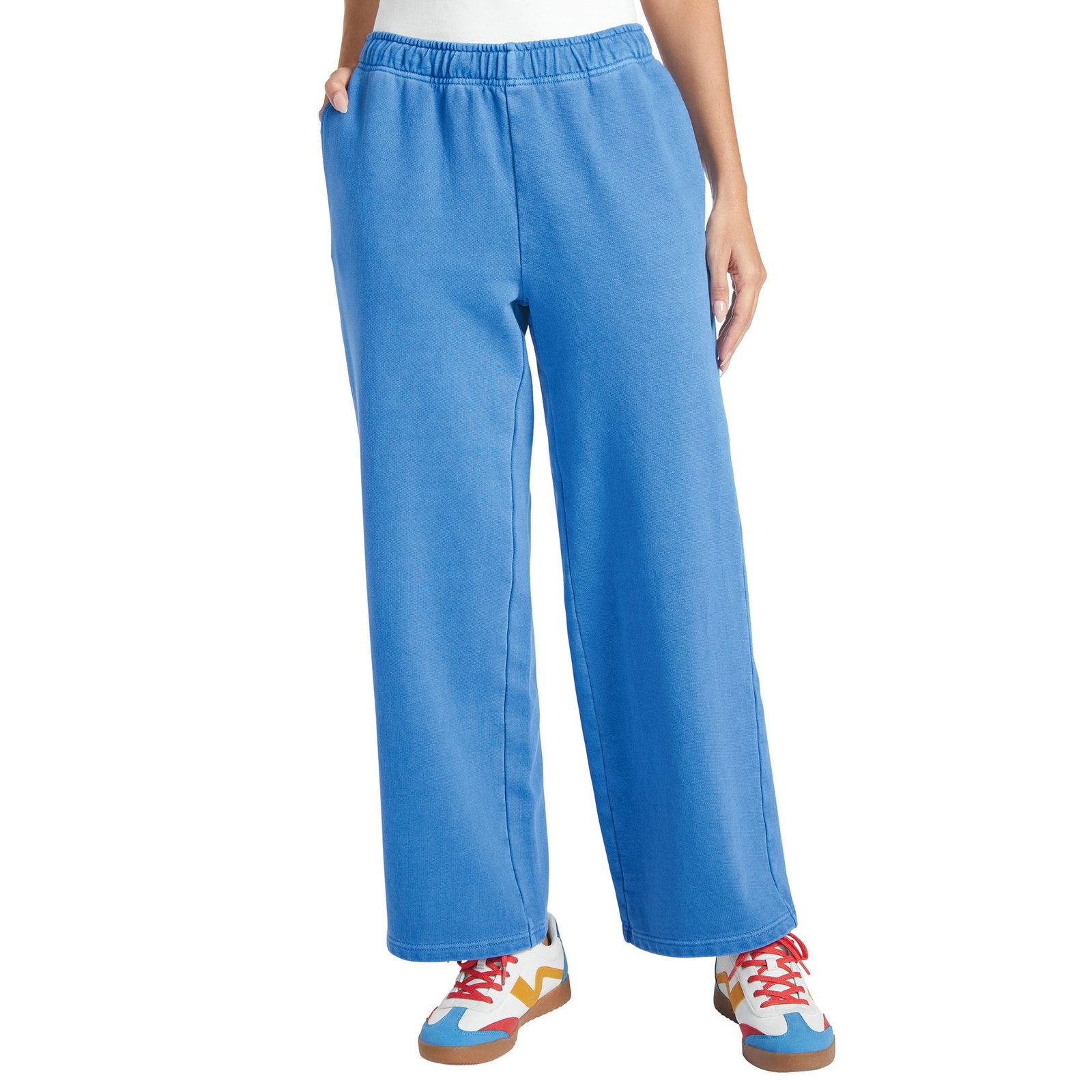 Masseys Daily Wide Leg Sweatpant (Size M) Coastal Blue/Wash, Cotton