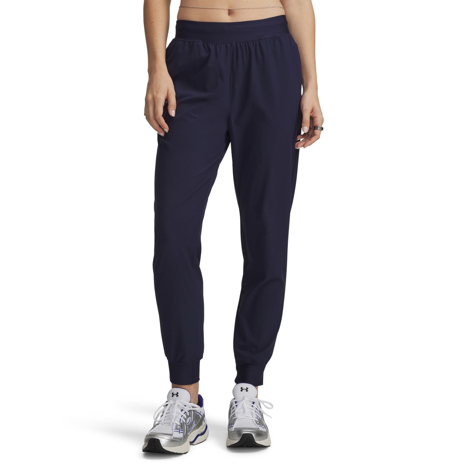 Under Armour Women's Rival Hi Rise Woven Pant (Size XL) Midnight Navy/White, Elastine,Polyester