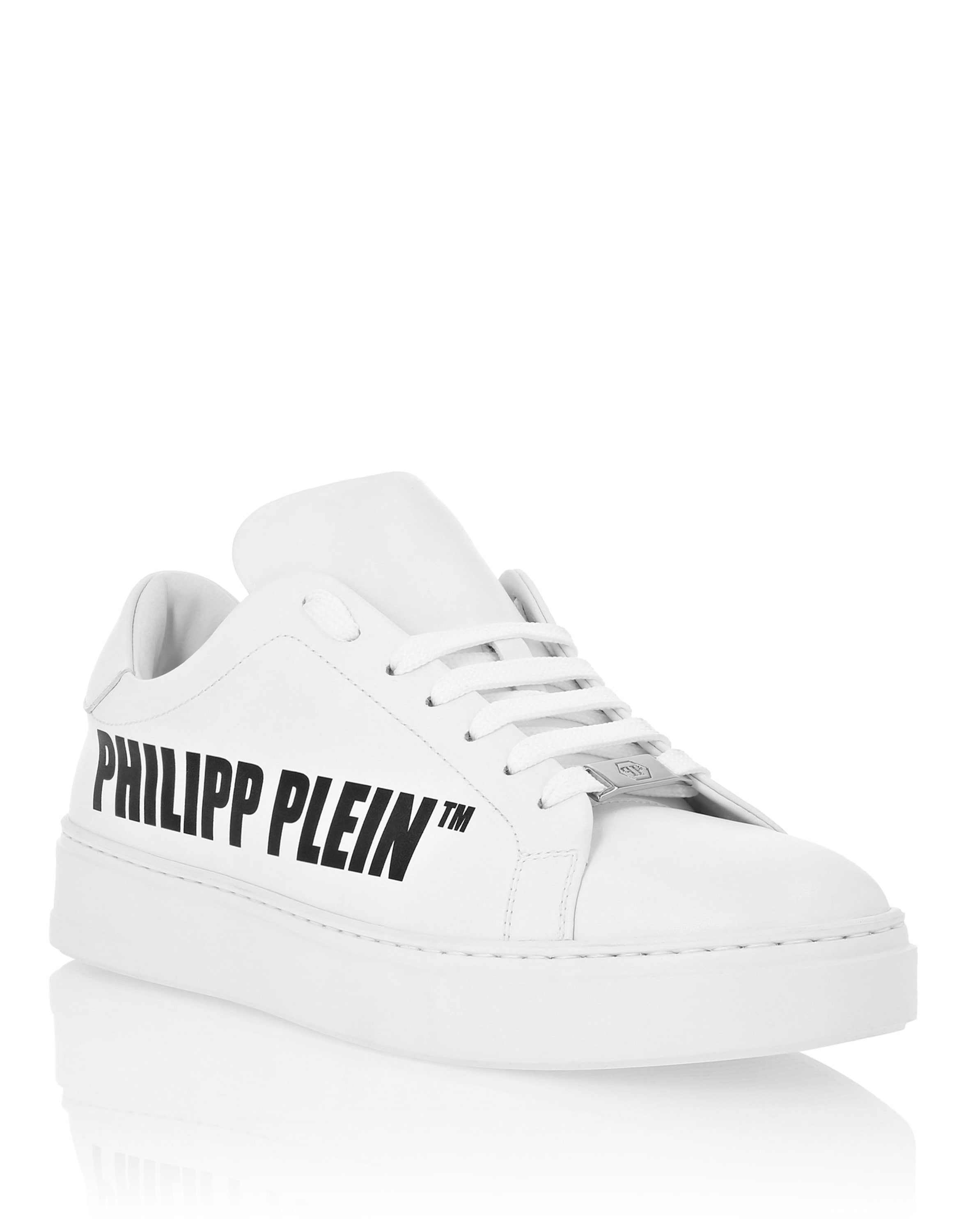 Sneaker PHILIPP PLEIN "Lo-Top Turnschuhe", Damen, Gr. 46, Normalschaft, 01, weiß, Schuhe Sneaker