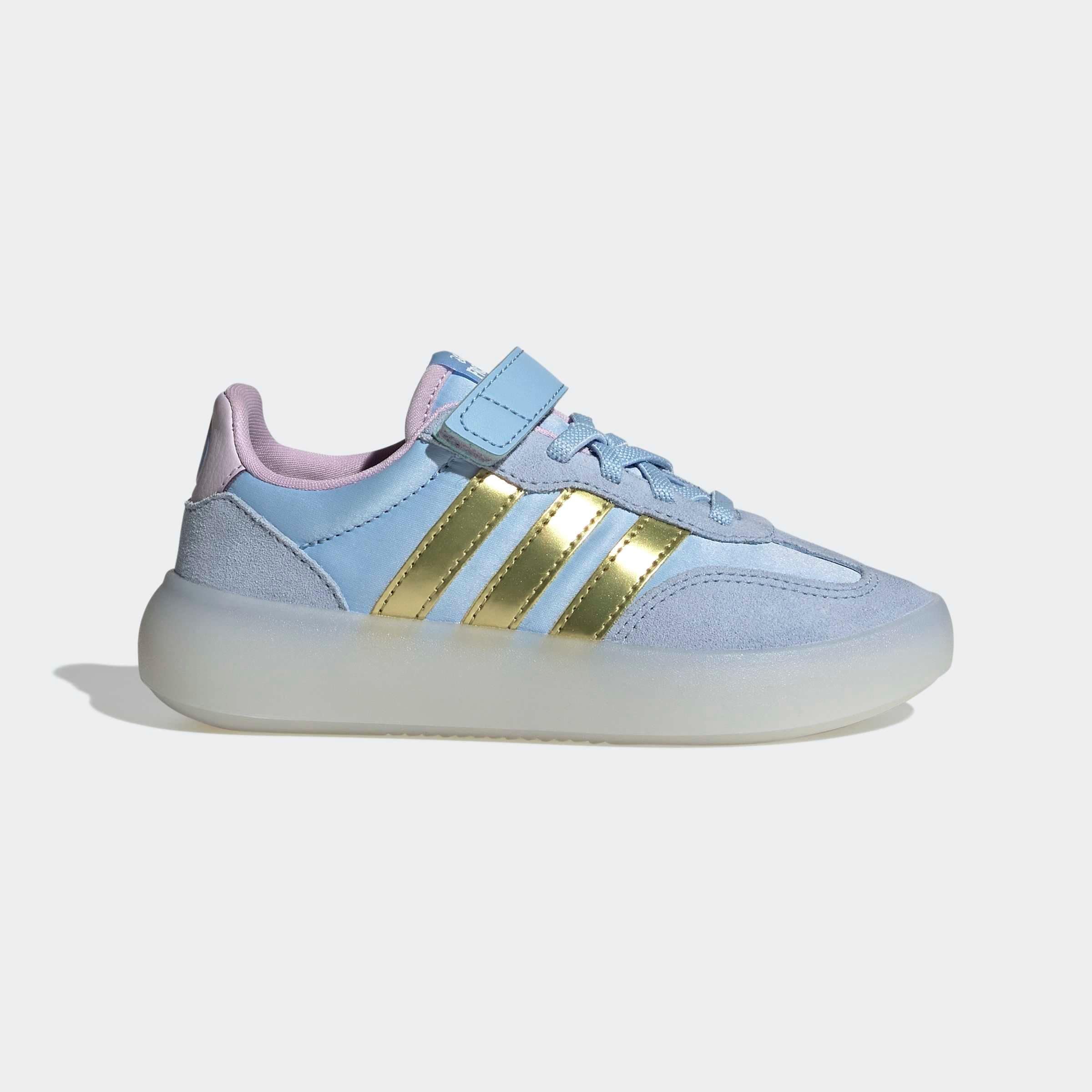 Sneaker ADIDAS SPORTSWEAR "ADIDAS DISNEY FROZEN BARREDA DECODE KIDS", Damen, Gr. 35, glow blau, gold metallic, ice lavender, Leder, Textil, Schuhe Sneaker, Frozen, für Kinder & Jugendliche