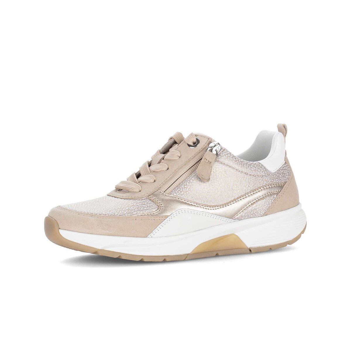 Sneaker GABOR "Sneaker low Materialmix Leder/Lederimitat", Damen, Gr. 37,5, gold, Schuhe Sneaker