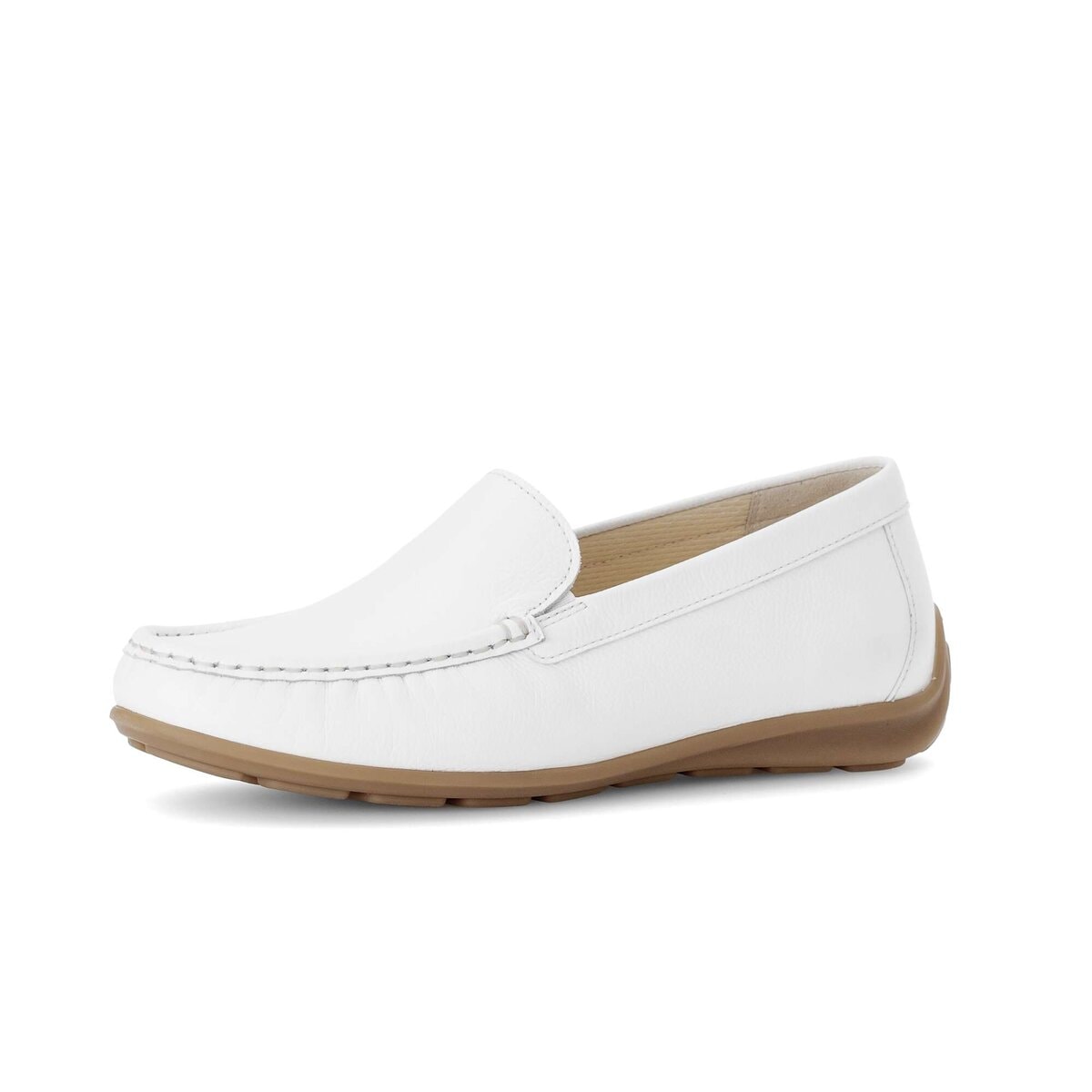 Mokassin GABOR "Mokassin Glattleder", Damen, Gr. 40, weiß, Schuhe Mokassin