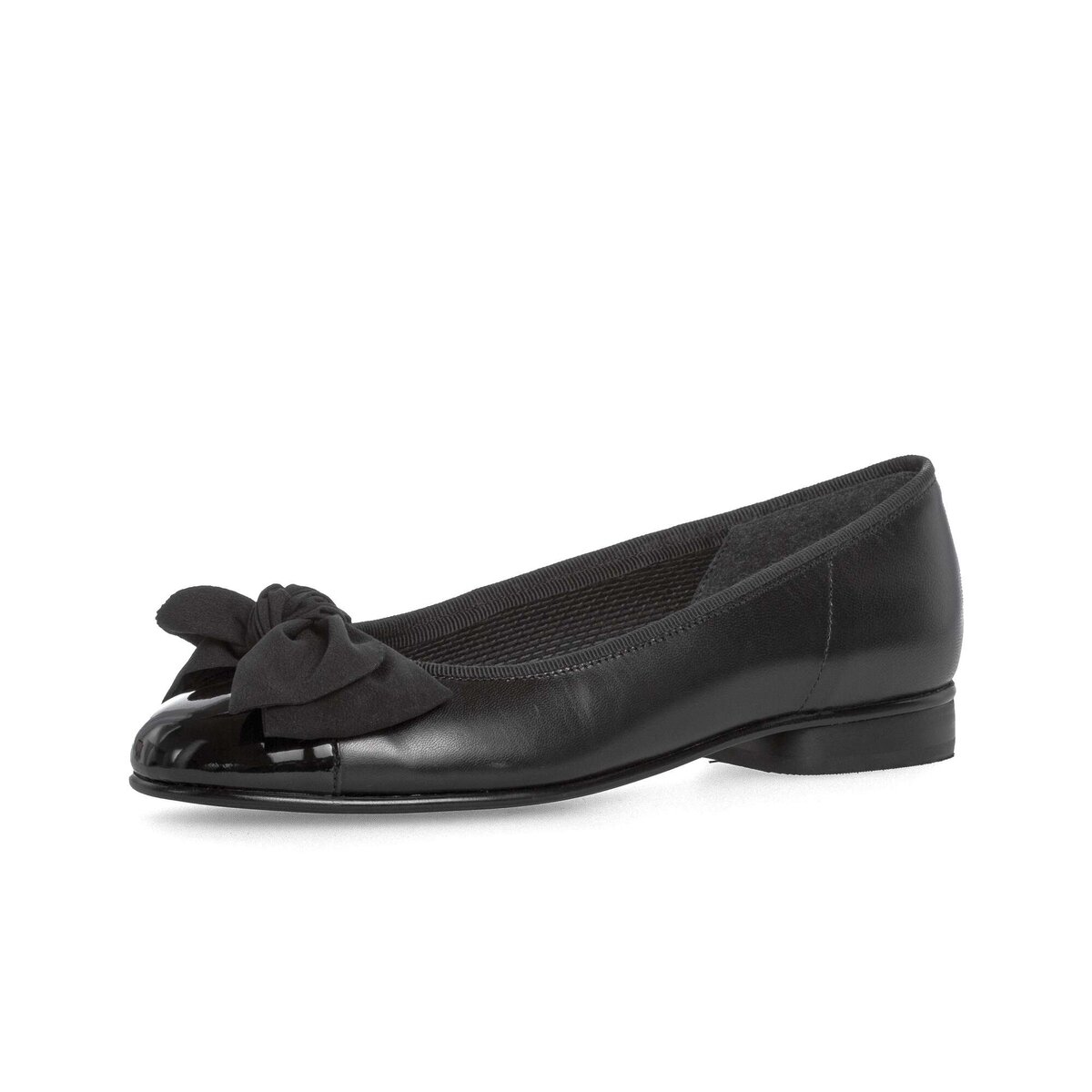 Ballerina GABOR "Eleganter Ballerina Glattleder", Damen, Gr. 38,5, schwarz, Schuhe Ballerina