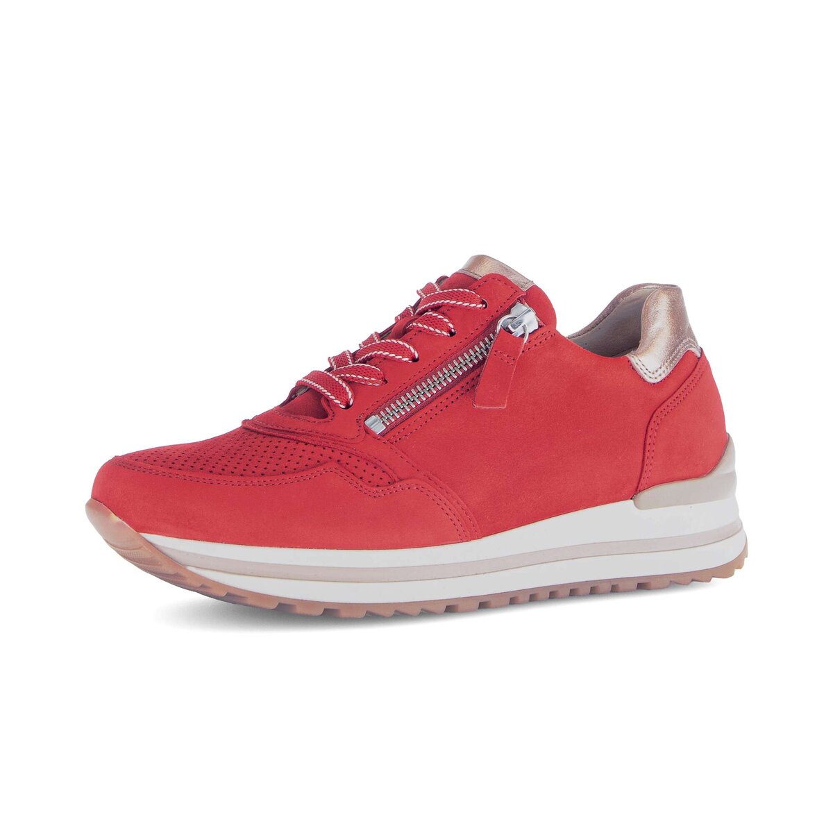 Sneaker GABOR "Sneaker low Materialmix Leder", Damen, Gr. 38,5, rot, Schuhe Sneaker