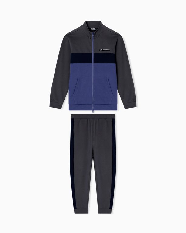 Asv Athletic Colour Block Organic Cotton-Blend Tracksuit - Blue - EA7 Sweats