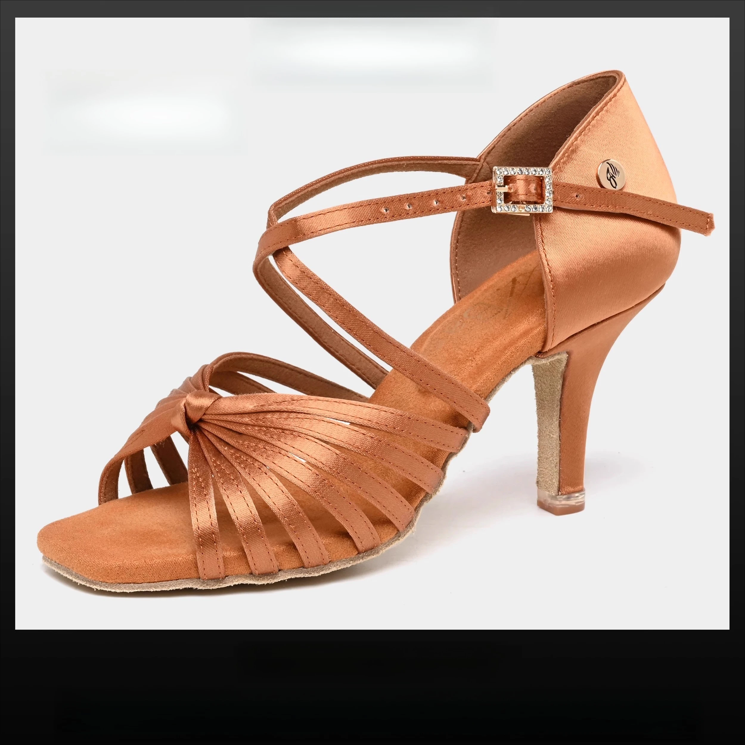 Vennystyle Chaussures de danse latine – Chaussures d'entraînement authentiques à talon en U pour femmes, talon confortable à semelle flexible pour l'entraînement aux examens